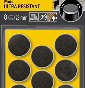 BLISTER 8 FIELTROS ADHESIVOS ULTRA RESISTENTES 25MM DIAMETRO NEGRO SP87A35 SCOTCH 7100309753
