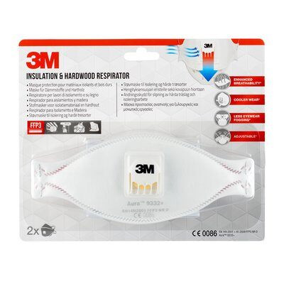 CAJA 2 MASCARILLAS RESPIRADORAS AURA 9332-2 FFP3 CON VÁLVULA 3M 7100329376 - Imagen 2
