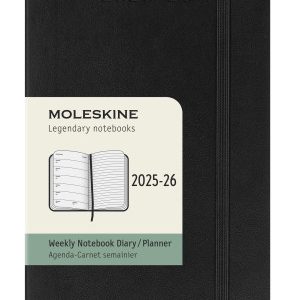 AGENDA 18M 2025-2026 SEMANAL P (9 X 14 CM) NEGRA TAPA BLANDA MOLESKINE DSB18WN2Y26