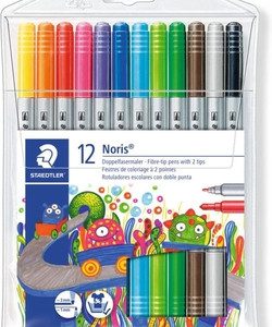 ESTUCHE CARTÓN CON 12 ROTULADORES DOBLE PUNTA COLORES NEÓN STAEDTLER 3200 C12