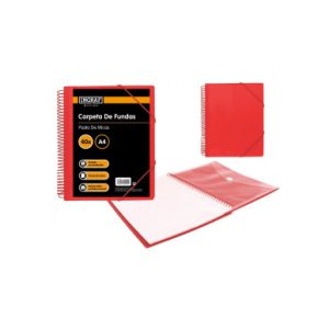 CARPETA ESPIRAL 40 FUNDAS CON SOBRE A4 ROJO POLIPROPILENO INGRAF 332495