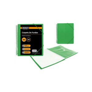 CARPETA ESPIRAL 40 FUNDAS CON SOBRE A4 VERDE POLIPROPILENO INGRAF 332497