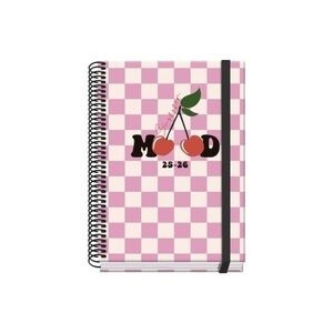 AGENDA ESCOLAR 2025-2026 TAMAÑO A5 TAPA CARTON FORRADO SEMANA VISTA PRIME CHERRY DOHE 52036