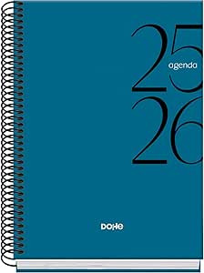 AGENDA ESCOLAR 2025-2026 TAMAÑO A5 TAPA CARTON FORRADO SEMANA VISTA MODELO SYSTEM BASIC AZUL DOHE 52056