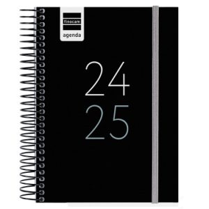 AGENDA ESCOLAR 2025-2026 TAMAÑO A5 TAPA CARTON FORRADO SEMANA VISTA MODELO SYSTEM BASIC NEGRO DOHE 52059