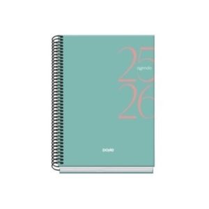 AGENDA ESCOLAR 2025-2026 TAMAÑO A5 TAPA CARTON FORRADO DÍA PÁGINA MODELO SYSTEM BASIC VERDE DOHE 52062