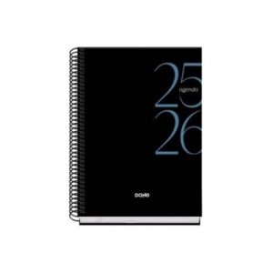 AGENDA ESCOLAR 2025-2026 TAMAÑO A5 TAPA CARTON FORRADO DÍA PÁGINA MODELO SYSTEM BASIC NEGRO DOHE 52063