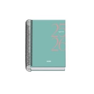 AGENDA ESCOLAR 2025-2026 TAMAÑO A6 TAPA CARTON FORRADO DÍA PÁGINA MODELO SYSTEM BASIC VERDE DOHE 52066