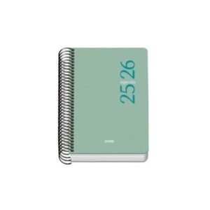 AGENDA ESCOLAR 2025-2026 TAMAÑO A6 TAPA CARTON FORRADO DÍA PÁGINA MODELO ESENCIAL BASIC VERDE DOHE 52078