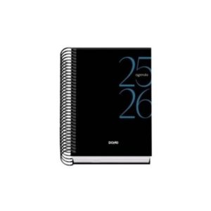 AGENDA ESCOLAR 2025-2026 TAMAÑO A6 TAPA CARTON FORRADO DÍA PÁGINA MODELO SYSTEM BASIC NEGRO DOHE 52067
