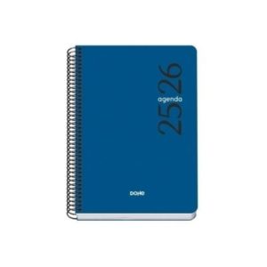 AGENDA ESCOLAR 2025-2026 TAMAÑO A5 TAPA POLIPROPILENO SEMANA VISTA MODELO ESENCIAL BASIC AZUL DOHE 52068