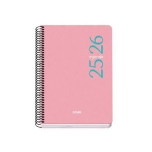 AGENDA ESCOLAR 2025-2026 TAMAÑO A5 TAPA POLIPROPILENO SEMANA VISTA MODELO ESENCIAL BASIC ROSA DOHE 52069