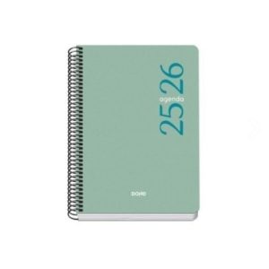 AGENDA ESCOLAR 2025-2026 TAMAÑO A5 TAPA POLIPROPILENO SEMANA VISTA MODELO ESENCIAL BASIC VERDE DOHE 52070