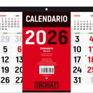 CALENDARIO 2026 PARED HORIZONTAL DOBLE CARA CASTELLANO INGRAF 333427