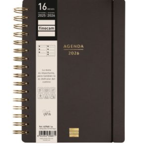AGENDA 16 MESES SEPTIEMBRE 2025-DICIEMBRE 2026 HAIKU E10-155X212 SEMANA VISTA HORIZONTAL NEGRO+ FINOCAM 627400126