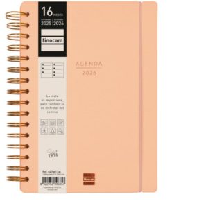 AGENDA 16 MESES SEPTIEMBRE 2025-DICIEMBRE 2026 HAIKU E10-155X212 SEMANA VISTA HORIZONTAL CORAL+ FINOCAM 627400326
