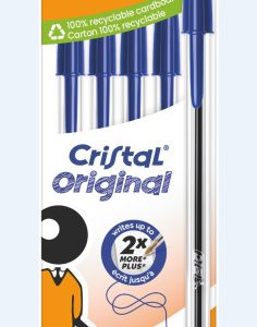 BLISTER CARTÓN 5 BOLIGRAFOS CRISTAL CON CUERPO TRANSPARENTE TRAZO 0,4MM. AZUL BIC 516344