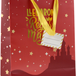 BOLSA PAPEL REYES MAGOS S (24X10X32 CM) FOIL CON TARJETA COLGANTE COLORES SURTIDOS BISMARK 333601