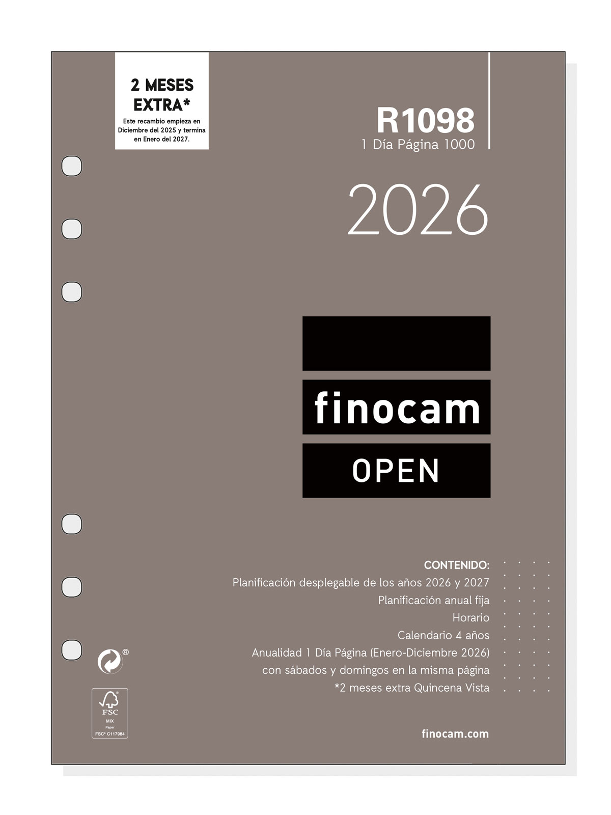 CALENDARIO 2026 NEUTRO PARED ESCRIBIR GRAFIK A3 297X420MM FINOCAM 787240126 - Imagen 3