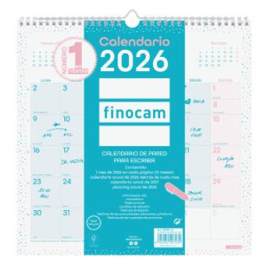 CALENDARIO 2026 PARED TRENDY CHIC ESCRIBIR 300X300MM TURQUESA FINOCAM 787005826