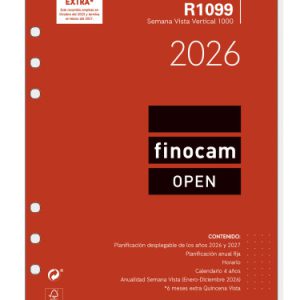 RECAMBIO ANUAL 2026 R1099 OPEN1000 155X215MM SEMANA VISTA VERTICAL FINOCAM 711520026
