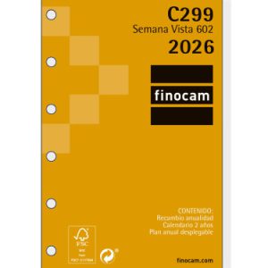 RECAMBIO ANUAL 2026 C299 CLASSIC602 73X114MM SEMANA VISTA HORIZONTAL FINOCAM 201240026
