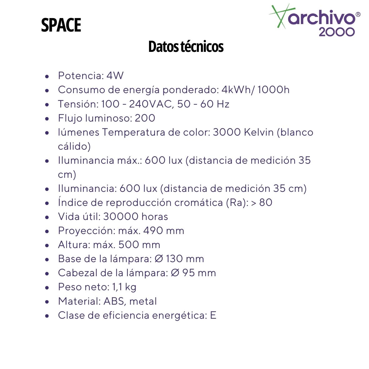 LAMPARA LED SPACE ARTICULADA 130X340X220MM PLATA ARCHIVO 2000 5040 PT MT - Imagen 5