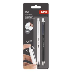 PACK 2 LAPICES RETRACTIL INFINITO NEGRO/BLANCO APLI 20064