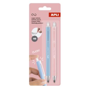 PACK 2 LAPICES RETRACTIL INFINITO AZUL/ROSA APLI 20066
