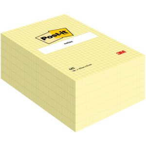 BLOC 100 HOJAS NOTAS GRANDES ADHESIVAS 101X152MM CANARY YELLOW CUADRÍCULA 662N POST-IT 7100172739
