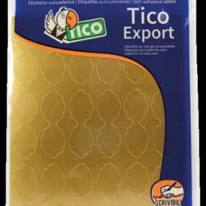 PAQUETE 10 HOJAS ETIQUETAS SATINADAS ORO 48X18 MM TICO E-GL-4818