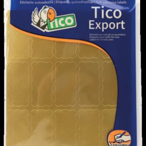PAQUETE 10 HOJAS ETIQUETAS SATINADAS ORO 45X21 MM TICO E-GL-4521