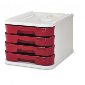 MODULO DE 4 CAJONES POLIESTIRENO ROJO FAIBO 1000M-03