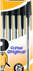 BOLSA 5 BOLIGRAFOS CRISTAL CON CUERPO TRANSPARENTE TRAZO 0,4MM. NEGRO BIC 802051