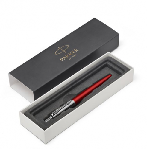 BOLÍGRAFO RETRÁCTIL JOTTER KENSINGTON ROJO CON RIBETE CROMADO PUNTO MEDIO TINTA AZUL PARKER 1953187 - Imagen 3