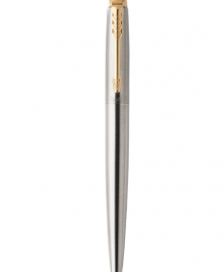 BOLÍGRAFO RETRÁCTIL JOTTER DE ACERO INOXIDABLE CON RIBETE DORADO PUNTO MEDIO TINTA AZUL PARKER 1953182