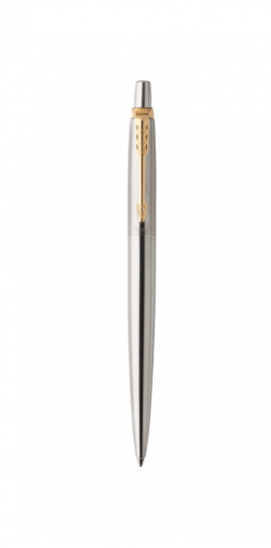 BOLÍGRAFO RETRÁCTIL JOTTER DE ACERO INOXIDABLE CON RIBETE DORADO PUNTO MEDIO TINTA AZUL PARKER 1953182