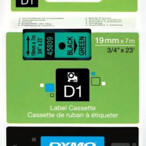 CINTA ROTULADORA D1 19MMX7M NEGRO/VERDE DYMO S0720890
