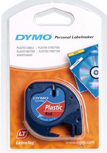 CINTA ROTULADORA LETRATAG 12MMX4M NEGRO/ROJO DYMO S0721630