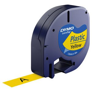 CINTA ROTULADORA LETRATAG 12MMX4M NEGRO/AMARILLO DYMO S0721620