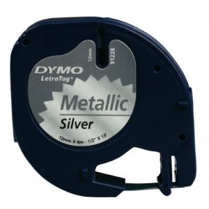 CINTA ROTULADORA LETRATAG 12MMX4M NEGRO/PLATA DYMO S0721730