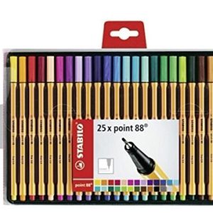 ESTUCHE METALICO 25 ROTULADORES PUNTA FINA 0,4MM. POINT 88 COLORES SURTIDOS STABILO 882501