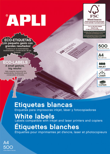 CAJA 500 HOJAS ETIQUETA BLANCA ILC 105X42.4 01795 APLI