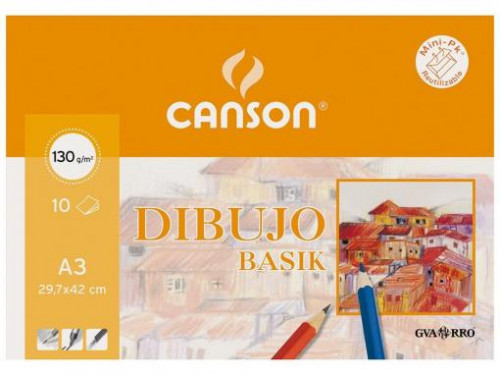 BLOC MINIPACK 10 HOJAS BASIK 130G A3 GUARRO CANSON C200403159