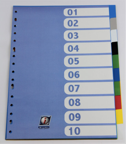 SEPARADOR FORMATO FOLIO PVC MULTITALADRO 10 PESTAÑAS OPACO IBERPLAS 717OM
