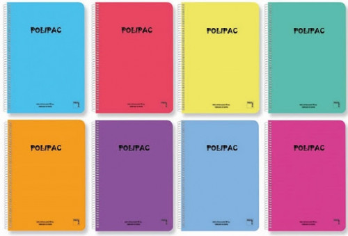 CUADERNO SERIE POLIPAC TAPA POLIPROPILENO 4º (155X215MM.) 80 HOJAS CUADRÍCULA 4X4 8 COLORES SURTIDOS PACSA 16962