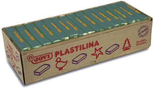 CAJA 15 PASTILLAS PLASTILINA 350 G - VERDE OSCURO JOVI 7211