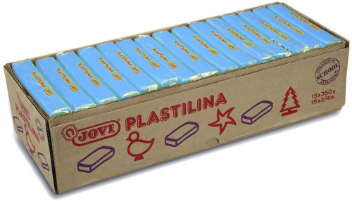 CAJA 15 PASTILLAS PLASTILINA 350 G - AZUL CLARO JOVI 7212