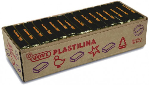 CAJA 15 PASTILLAS PLASTILINA 350 G - NEGRO JOVI 7215