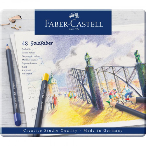 ESTUCHE DE METAL CON 48 LĂPICES DE COLORES GOLDFABER. FABER CASTELL 114748
